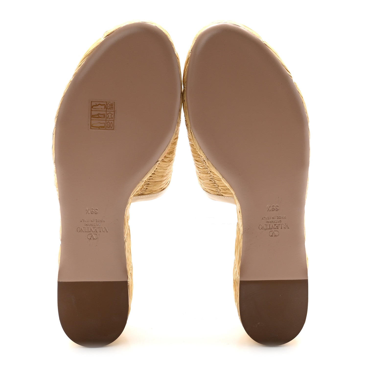 Woven Straw Flatform 25/45mm Slide Sandals 39.5 Light Ivory