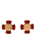 Metal Gripoix Clip On Earrings Gold Red