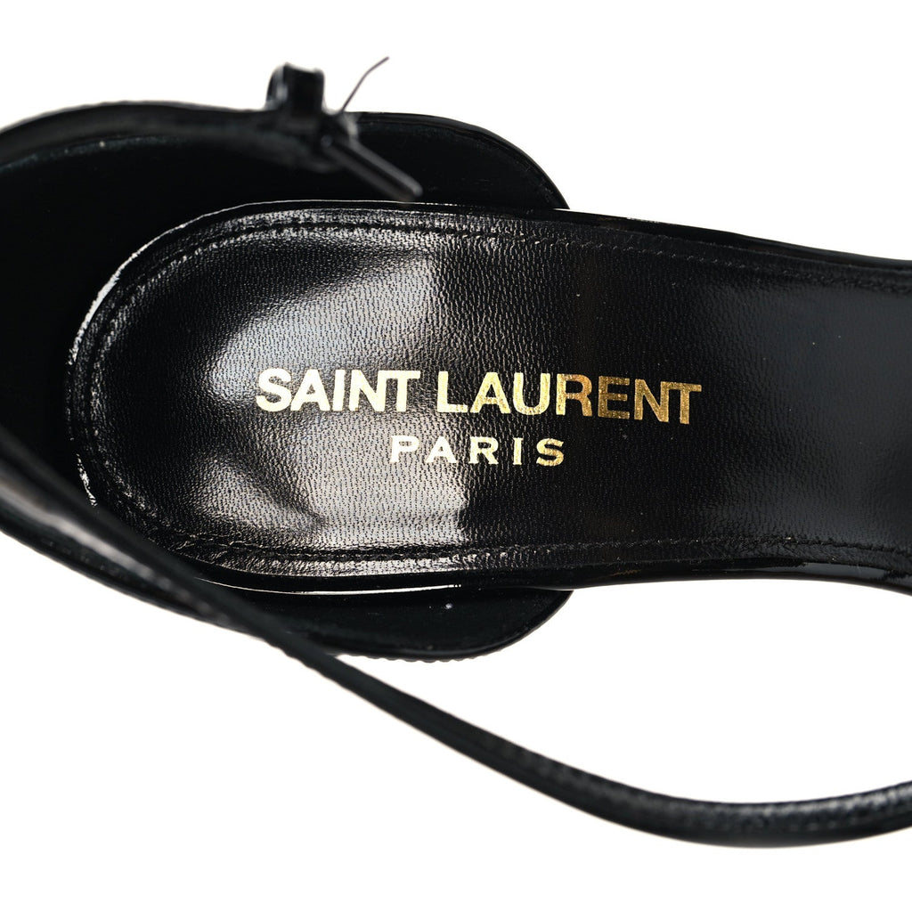 Patent Calfskin Opyum 110 Sandals 37.5 Black Gold