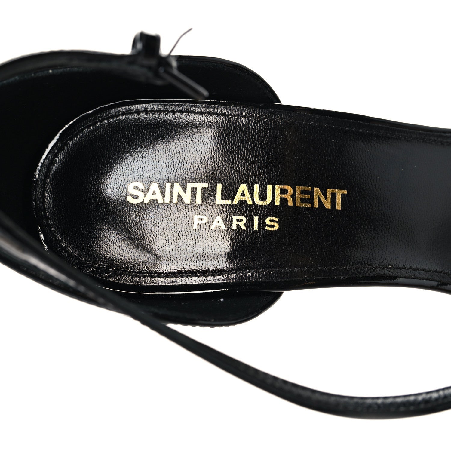 Patent Calfskin Opyum 110 Sandals 37.5 Black Gold