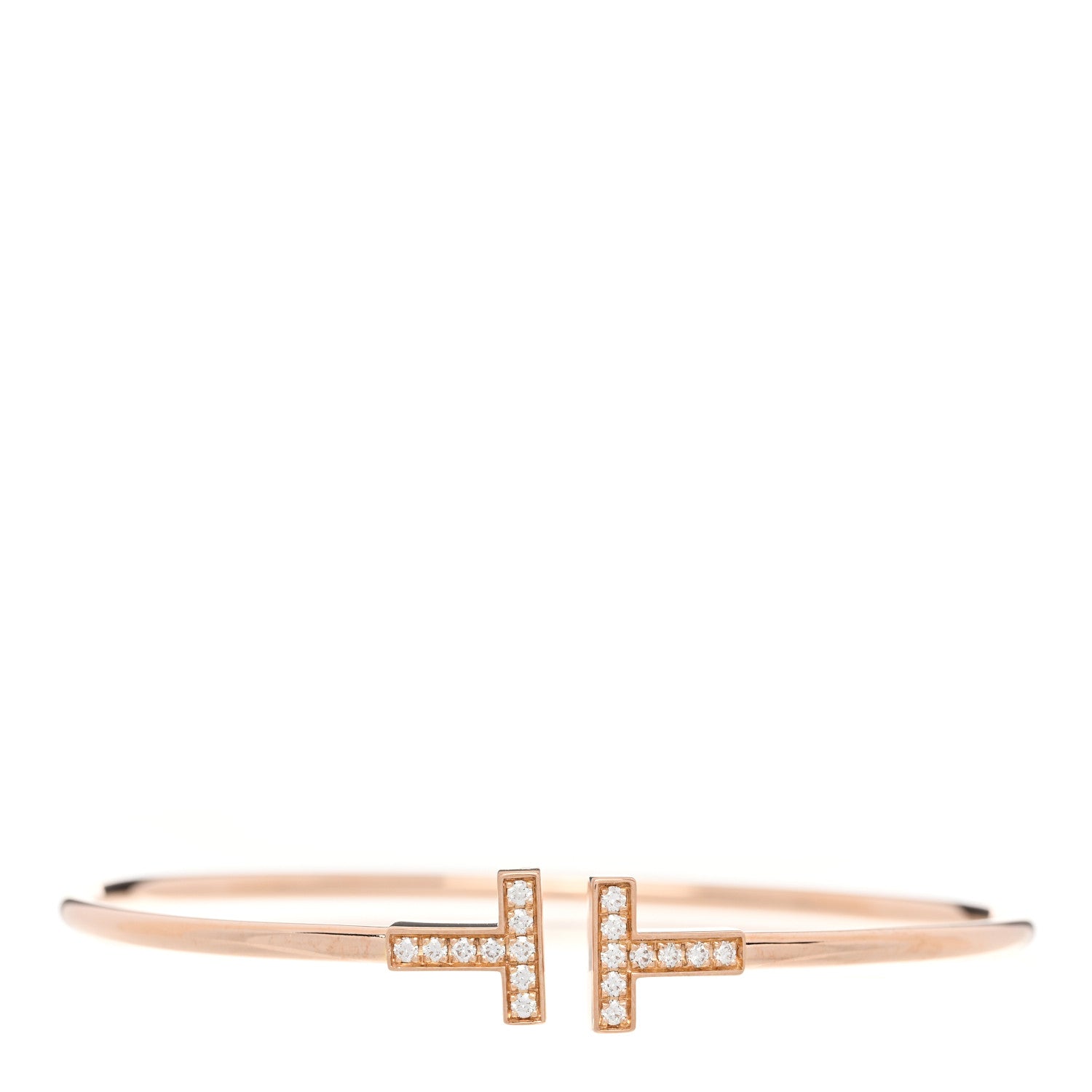 18K Rose Gold Diamond T Wire Bracelet