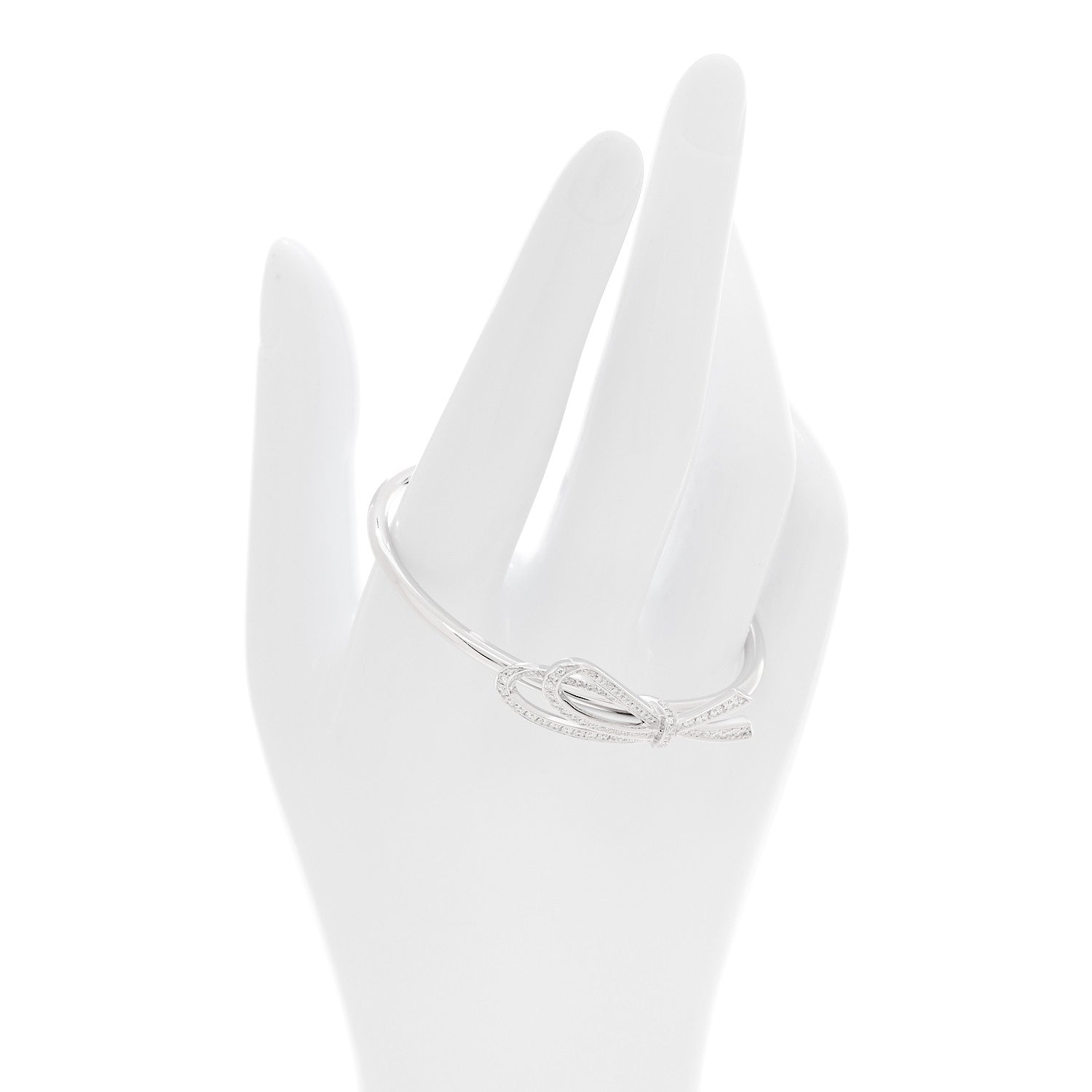 18K White Gold Diamond Medium Bow Cuff Bracelet