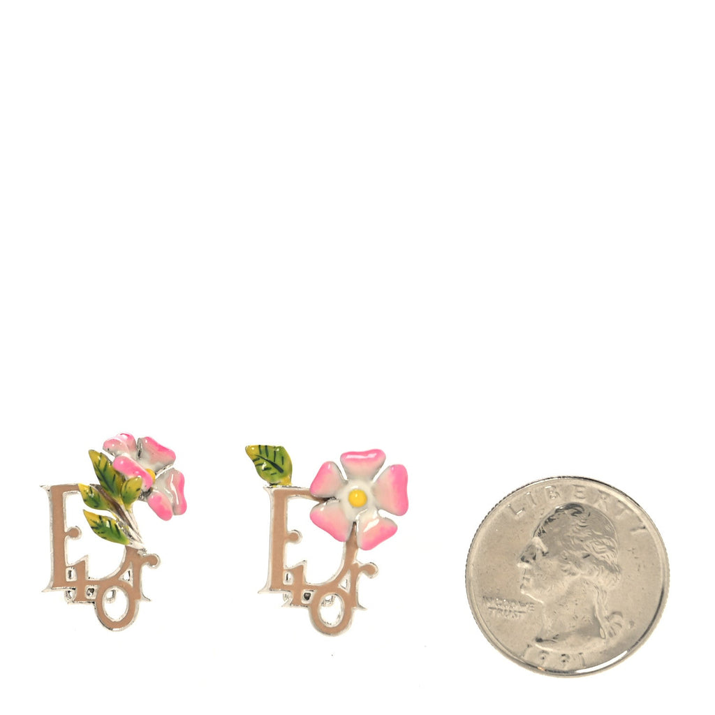 Enamel Flower Clip-On Earrings Multicolor