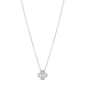 18K White Gold Guilloche Vintage Alhambra Pendant Necklace