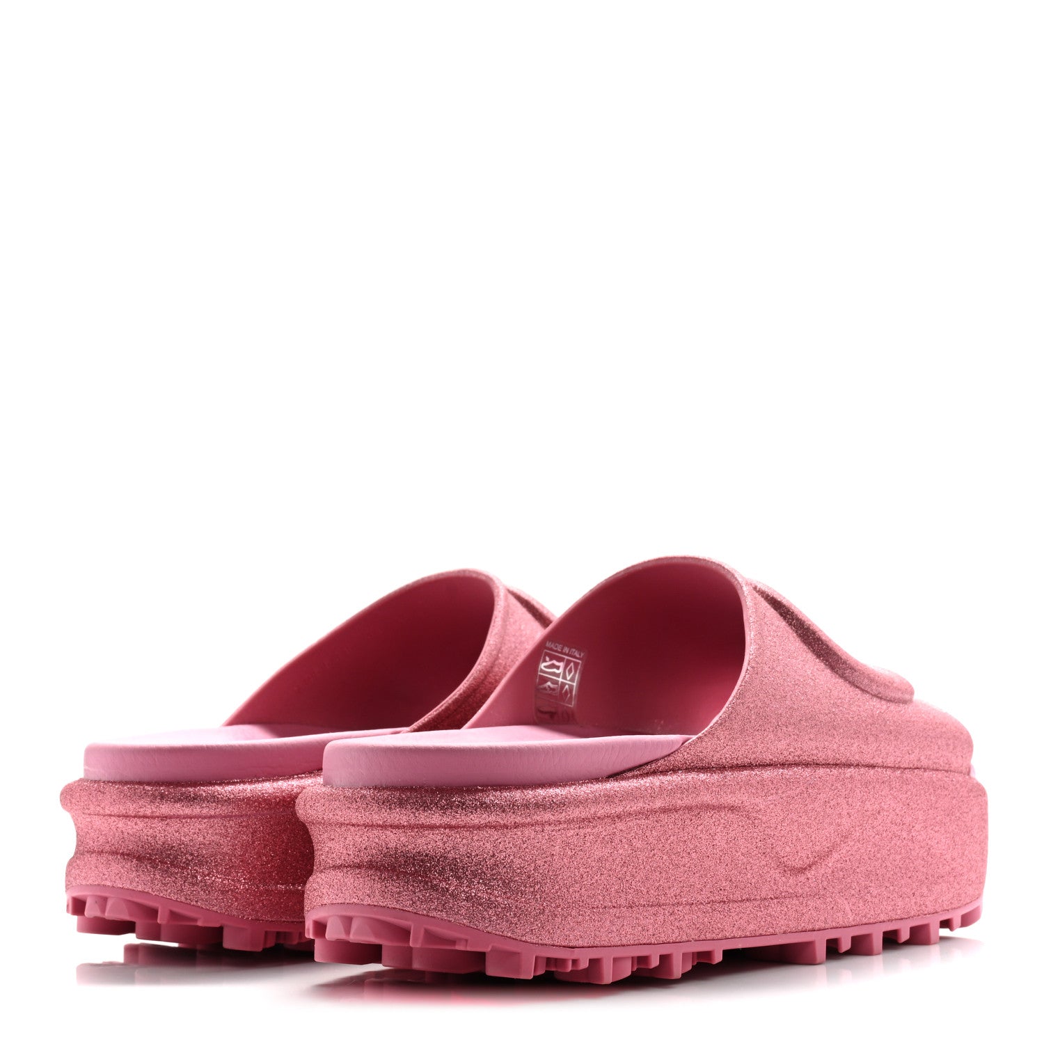 Glitter Rubber Womens Interlocking G Platform 42mm Slide Sandals 36 Rose