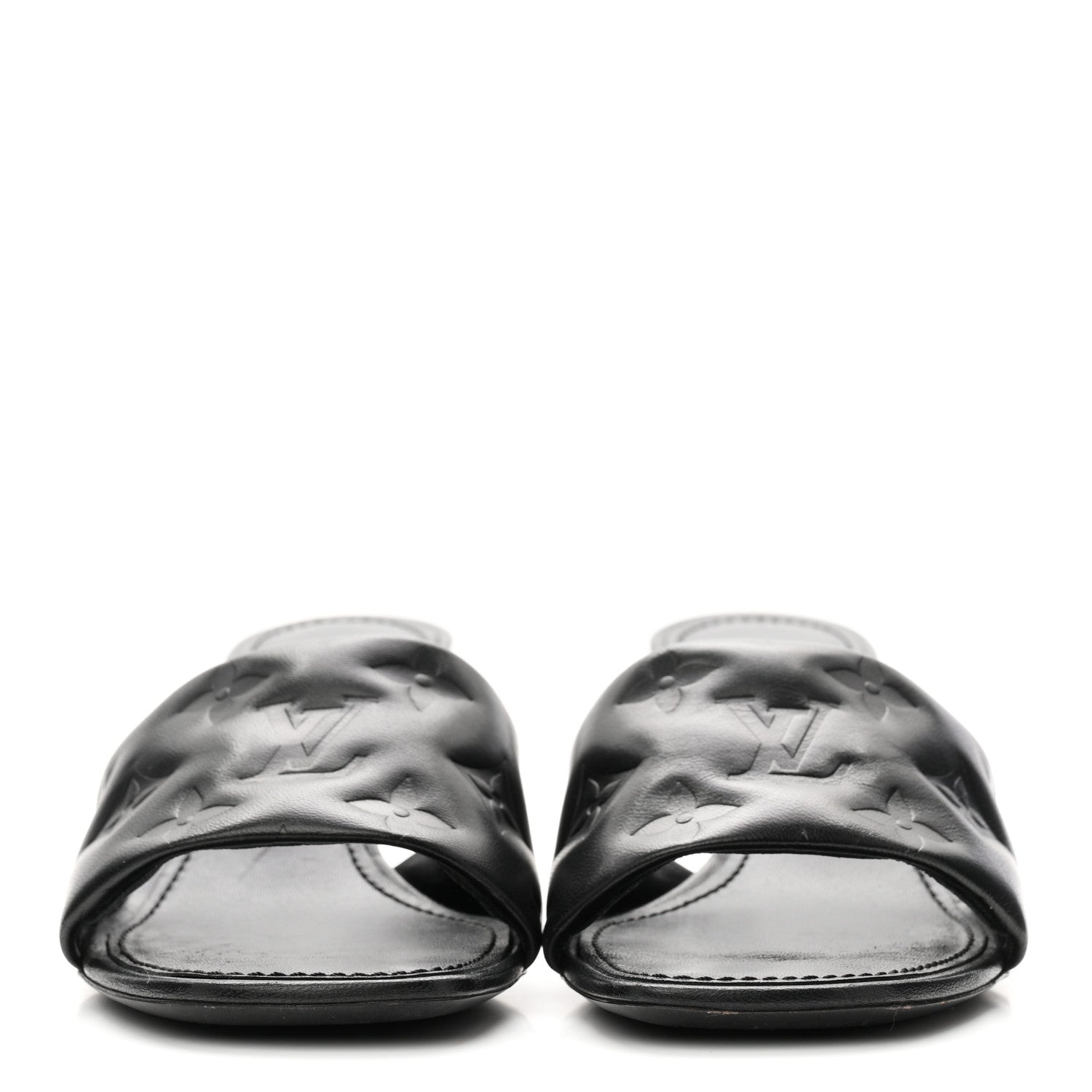 Lambskin Embossed Monogram Revival Mid Heel Mules 37 Black
