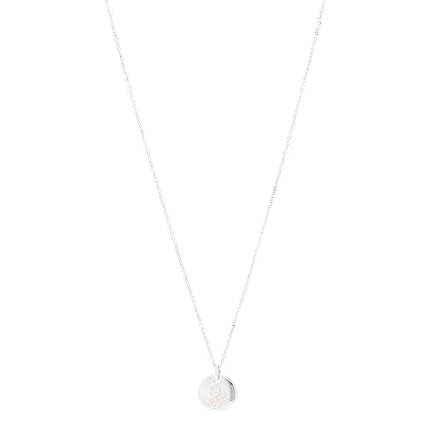 Sterling Silver Letter G Disc Pendant Necklace