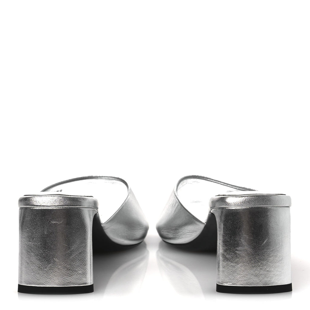 Metallic Sheepskin Duty Free 70mm Sandals 39 Silver