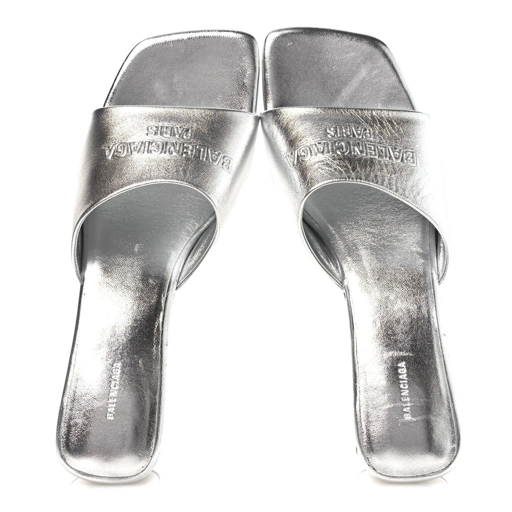 Metallic Sheepskin Duty Free 70mm Sandals 39 Silver
