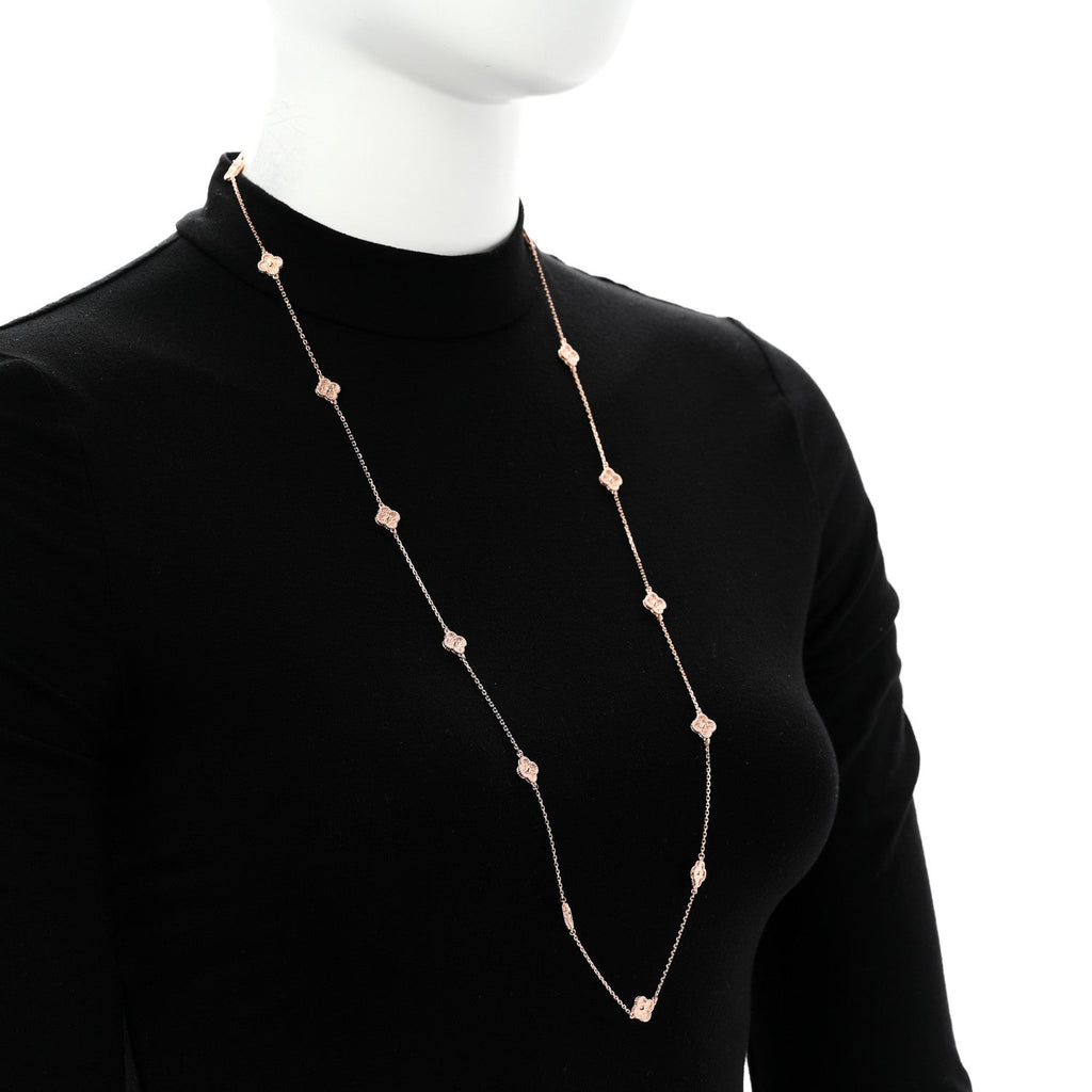 18K Rose Gold 16 Motifs Sweet Alhambra Necklace