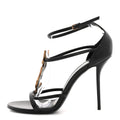 Calfskin Cassandra 100 Ankle Strap Sandals 41 Black