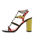 Calfskin Rockstud 90mm City Sandals 39 Coral Sky Army