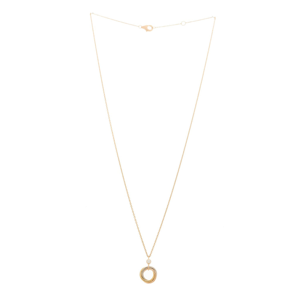 18K Pink Yellow White Gold Diamond Trinity Pendant Necklace