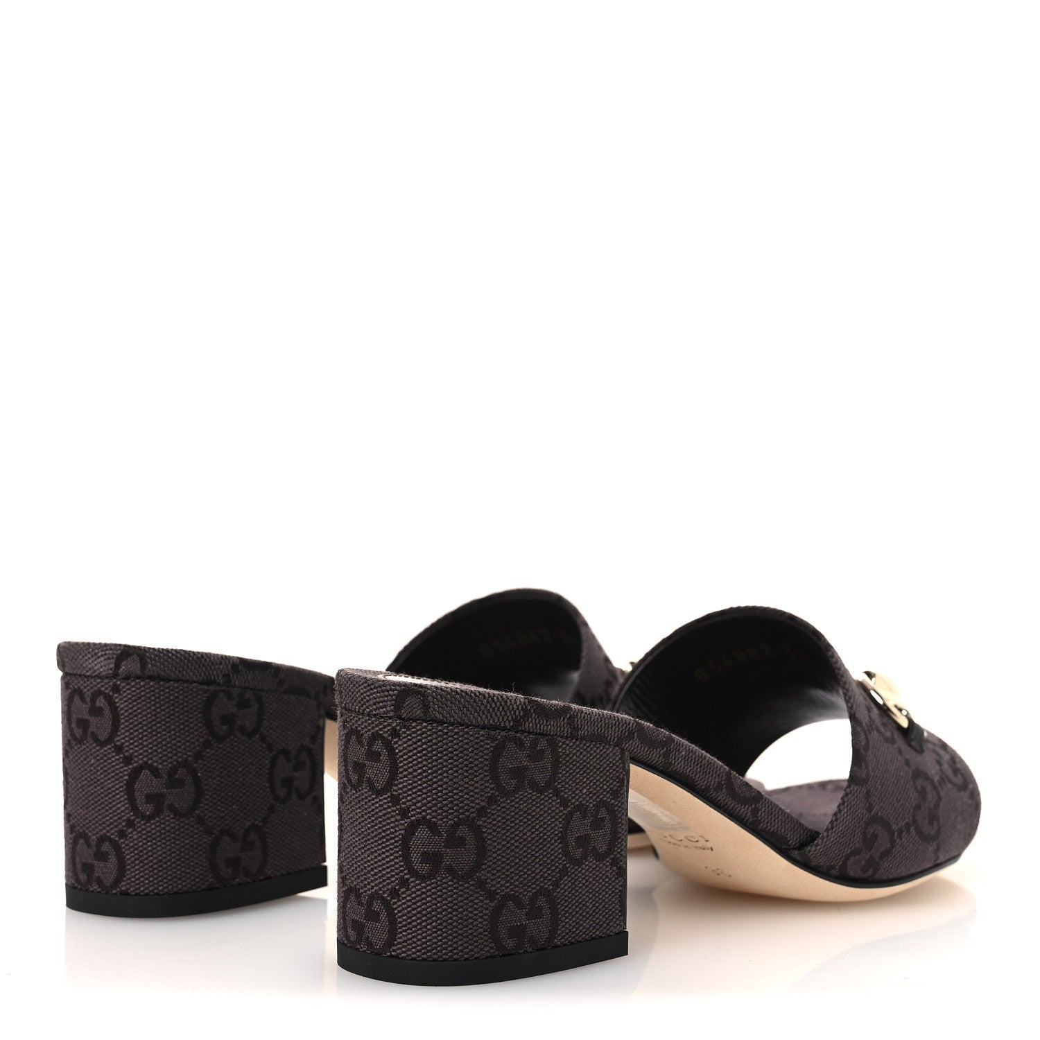 GG Monogram Horsebit Slide Sandals 36 Dark Brown