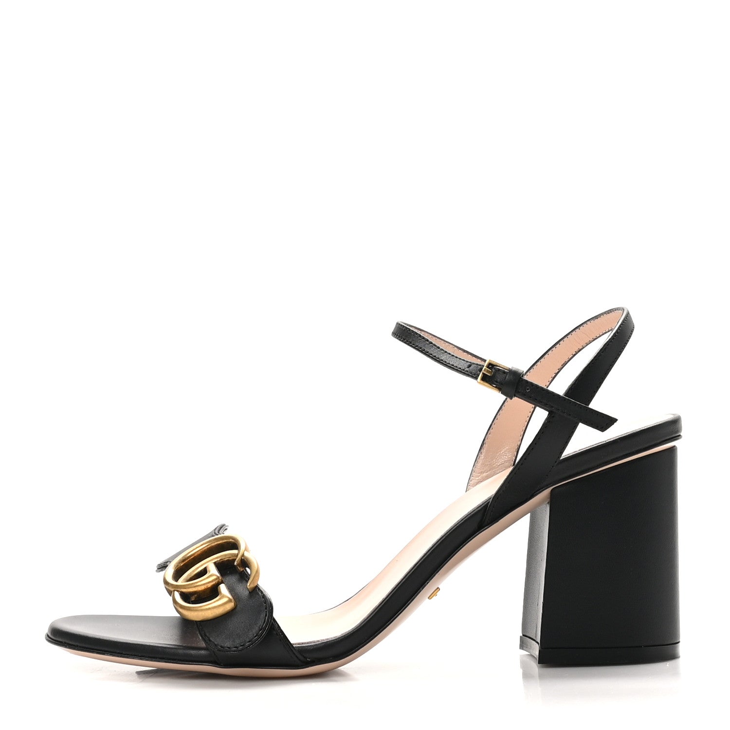 Lifford Calfskin GG Marmont Ankle Wrap 75mm Sandals 37.5 Black