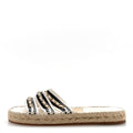 Lambskin Chain Espadrille Slip On Sandals 39 Black White