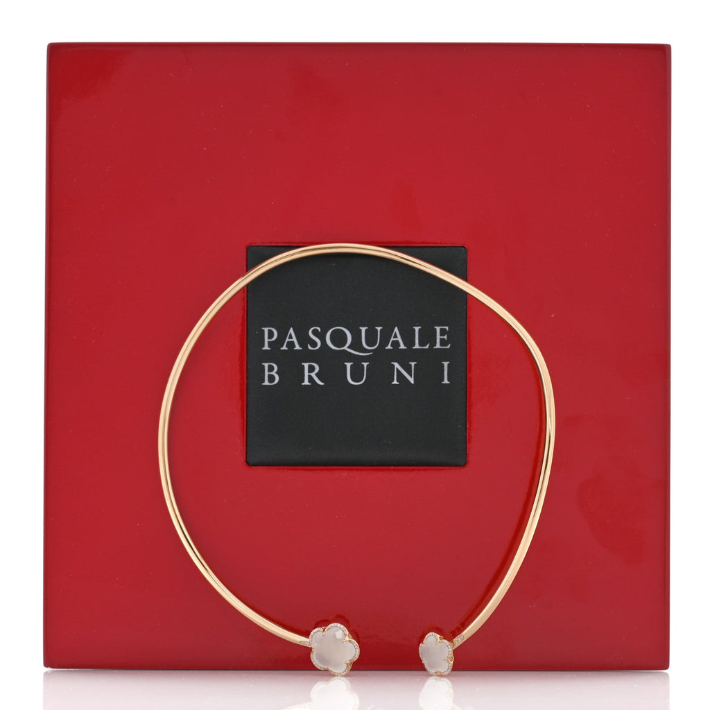 18K Rose Gold Diamond Pink Quartz Collar Necklace