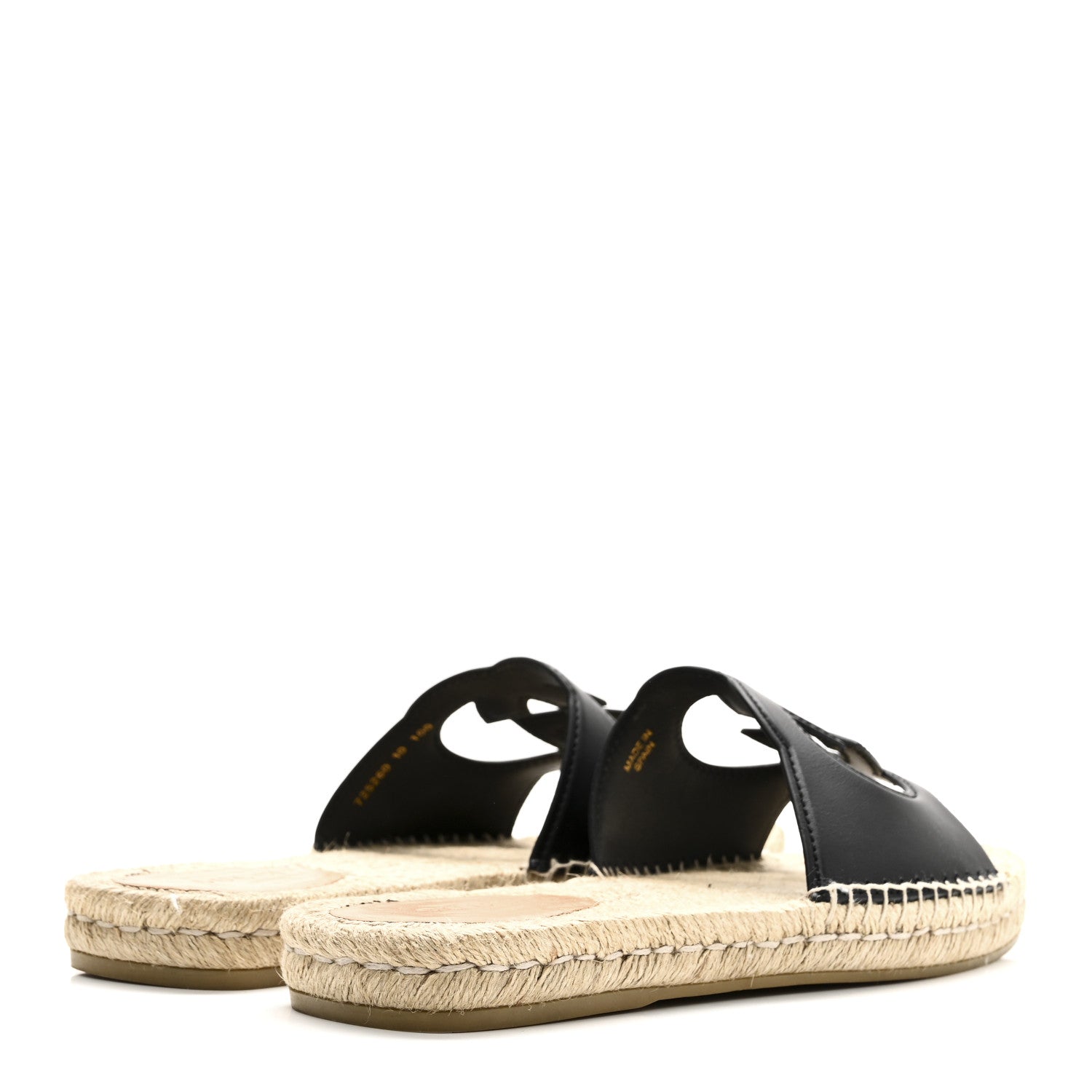 Cosmos Softy Calfskin Espadrille Mens Interlocking G Cut Out Slide Sandals 10 Black