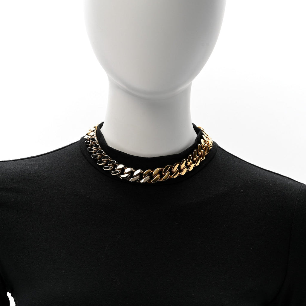 Metal Curb Chain Necklace Gold Silver