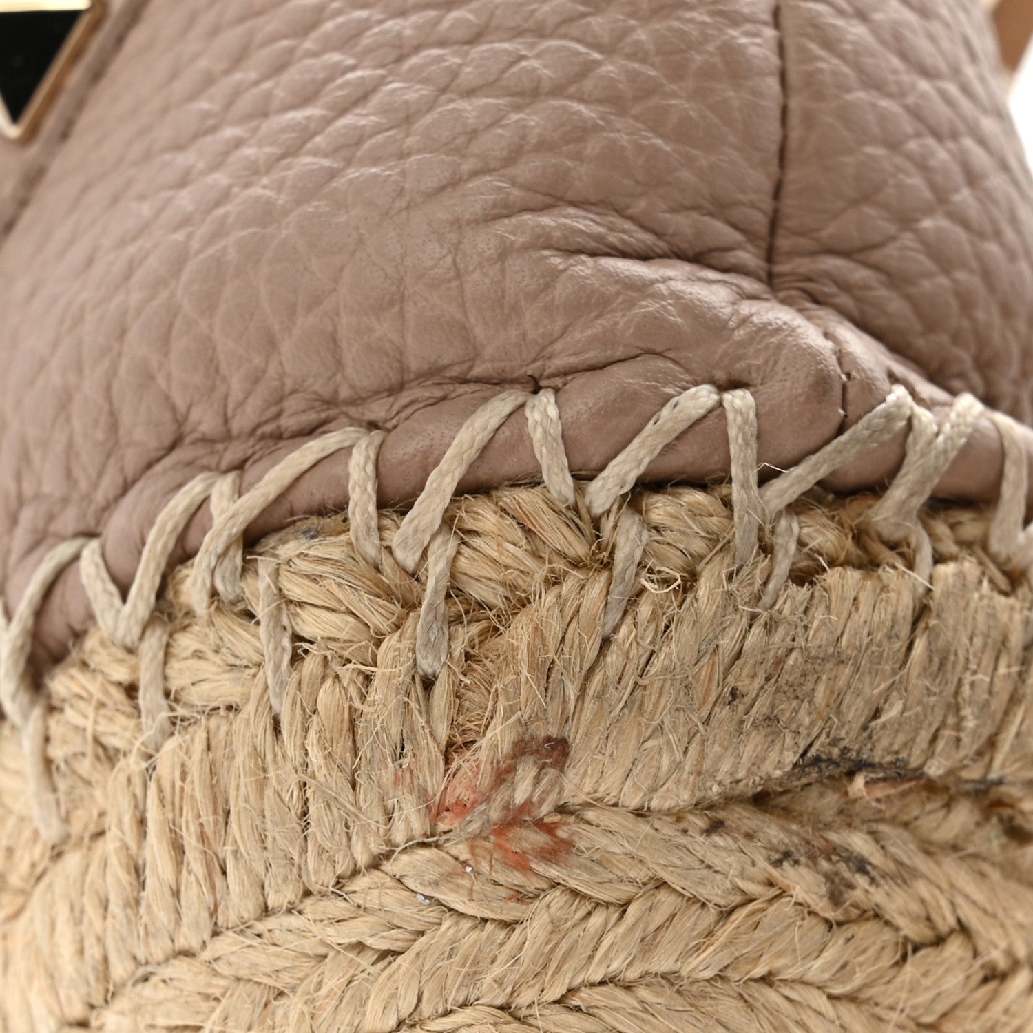 Grained Calfskin Rockstud Ankle Strap Espadrille 15/105mm Wedge Sandals 35 Rose Quartz Natural
