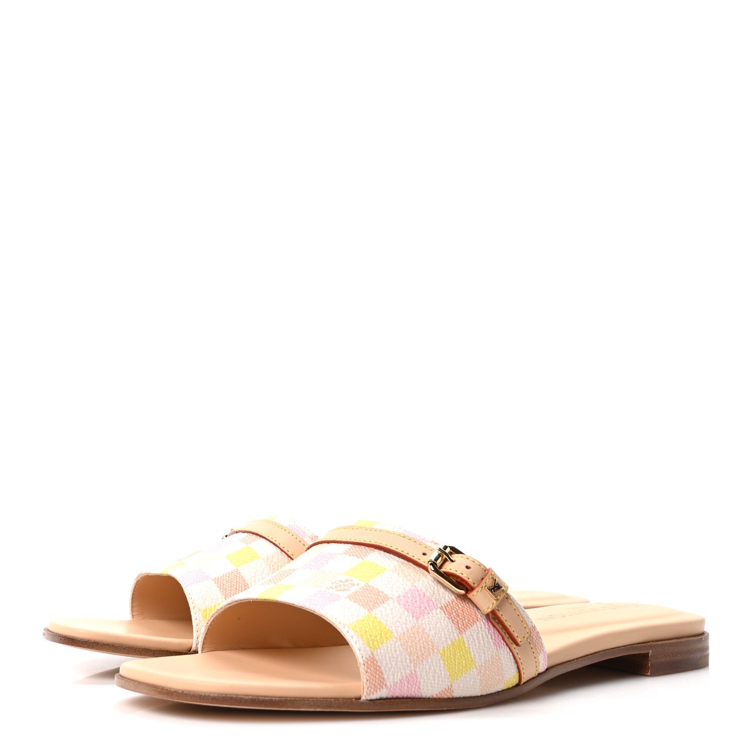 Damierlicious Neo Revival Flat Mule Sandals 40 Rose Peach