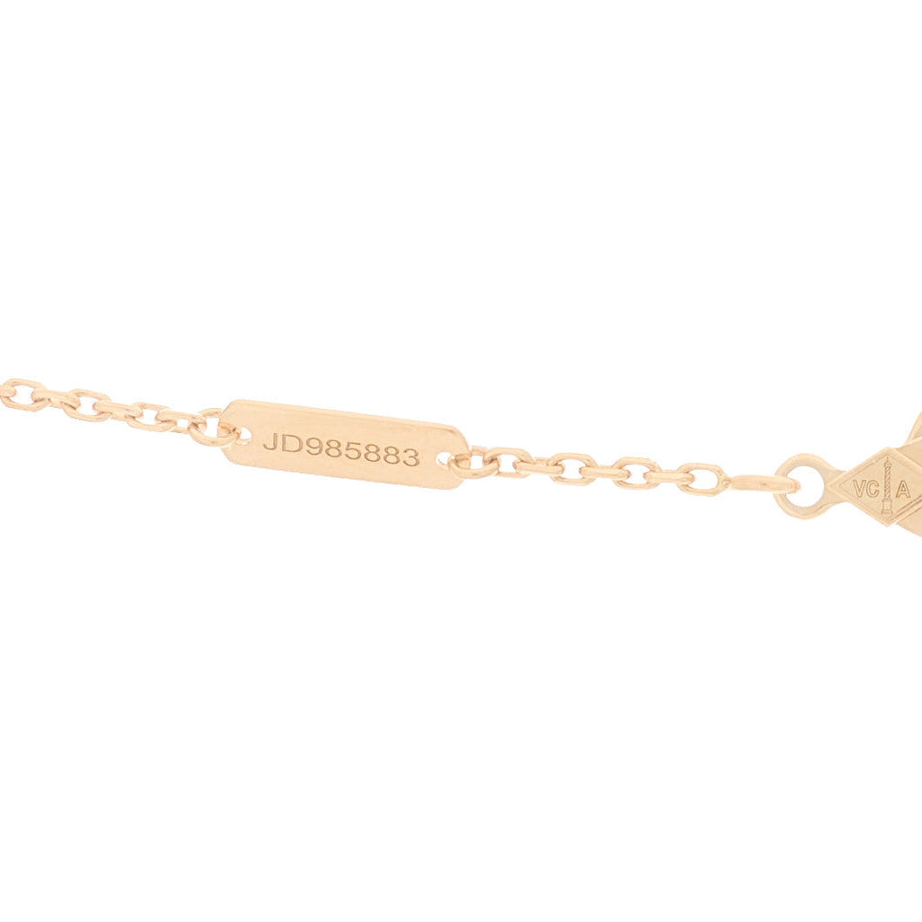 18K Rose Gold Diamond Silver Obsidian Vintage Alhambra Pendant Necklace