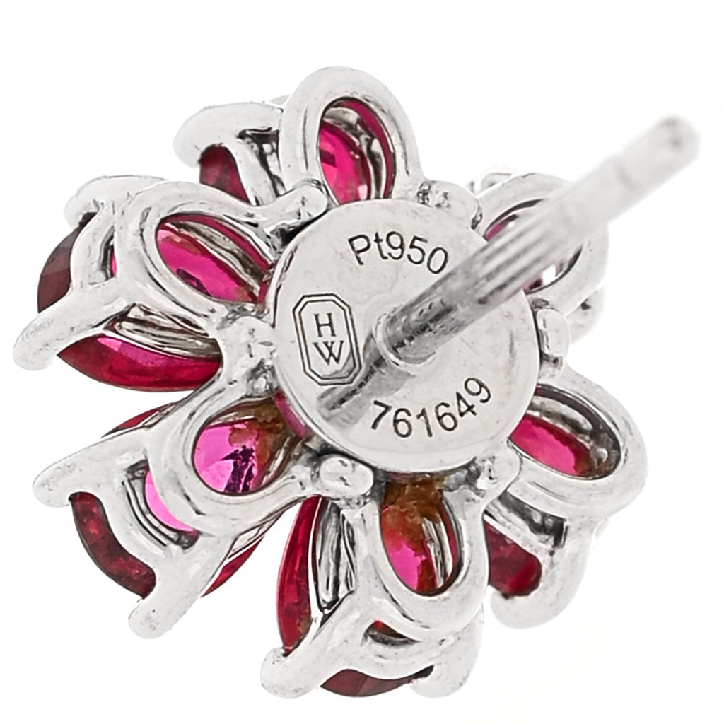 Platinum Ruby Diamond Forget Me Not Earrings
