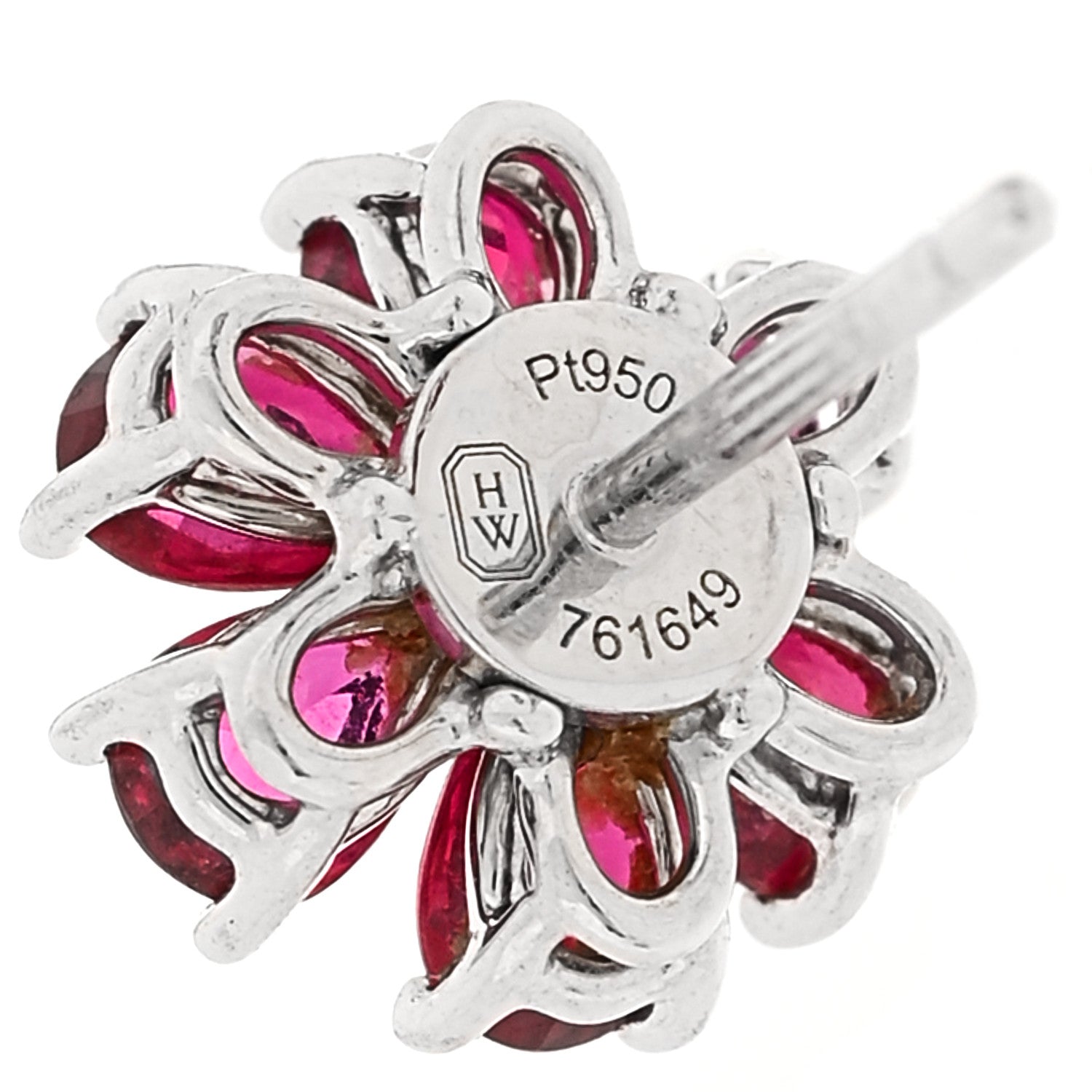 Platinum Ruby Diamond Forget Me Not Earrings