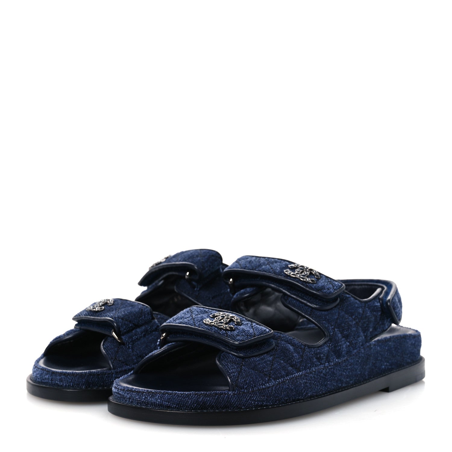 Velvet Velcro Dad Sandals 37.5 Blue