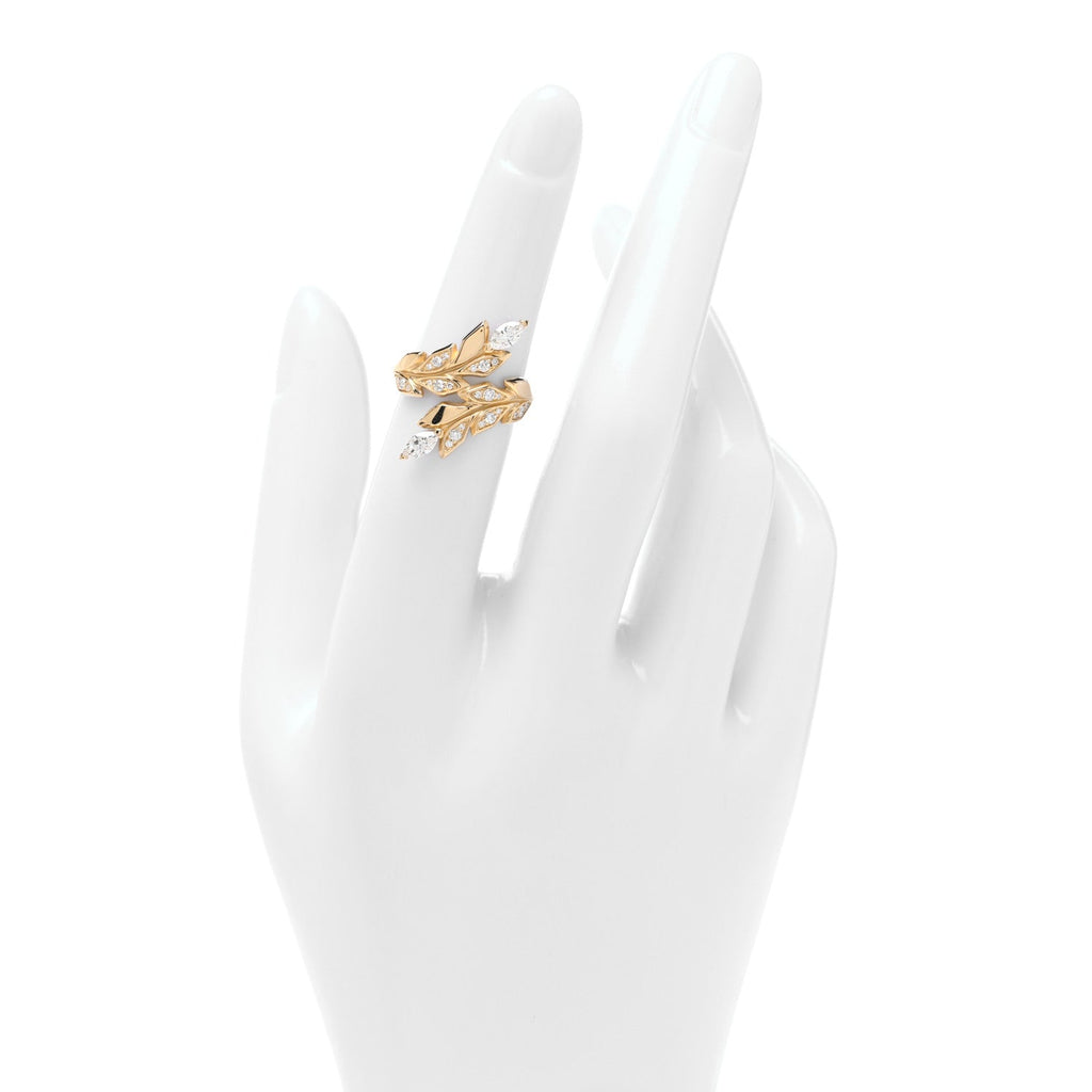 18K Yellow Gold Diamond Victoria Vine Bypass Ring 49 5