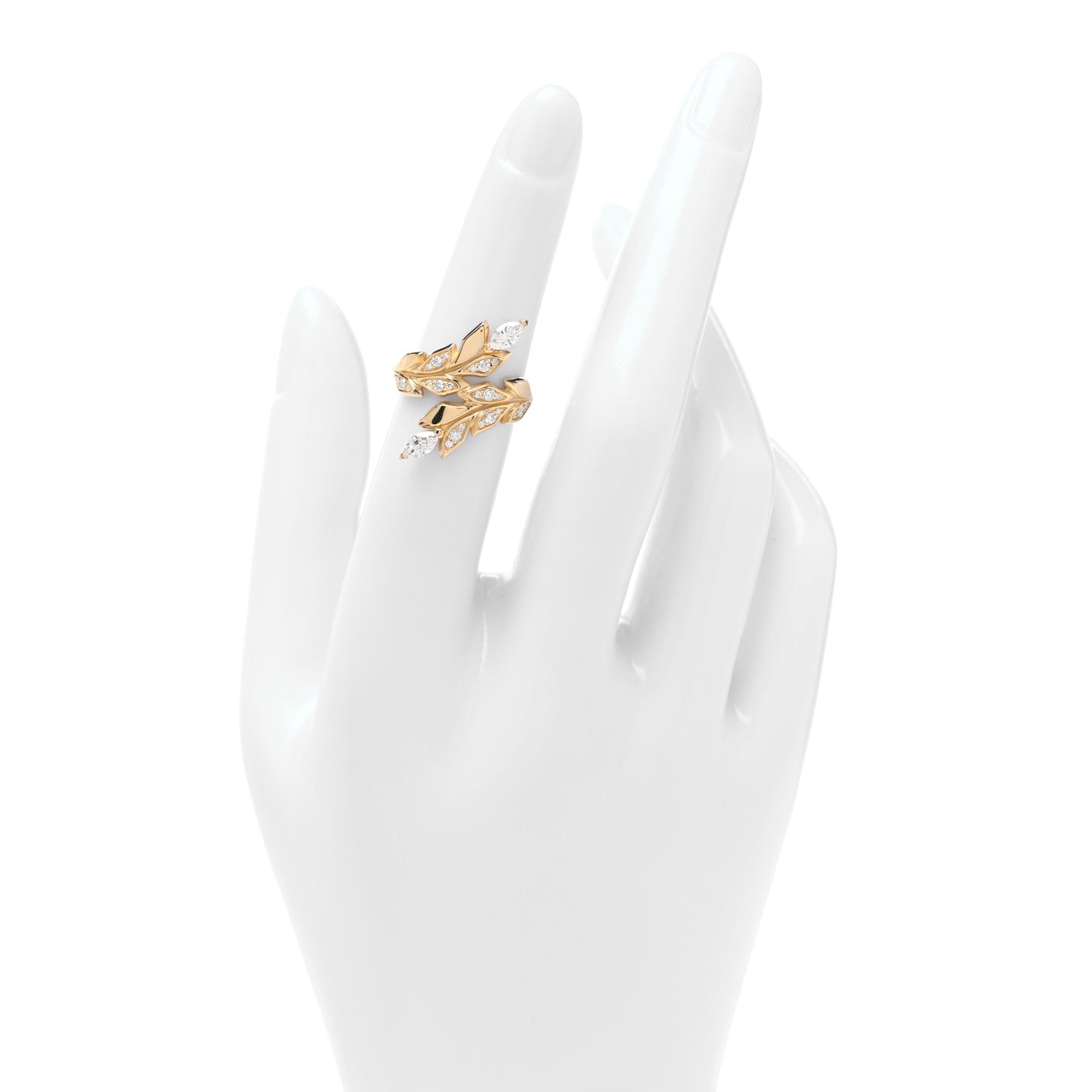 18K Yellow Gold Diamond Victoria Vine Bypass Ring 49 5