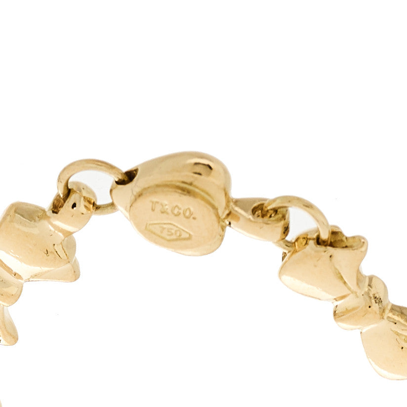 18K Yellow Gold Heart Bow Bracelet
