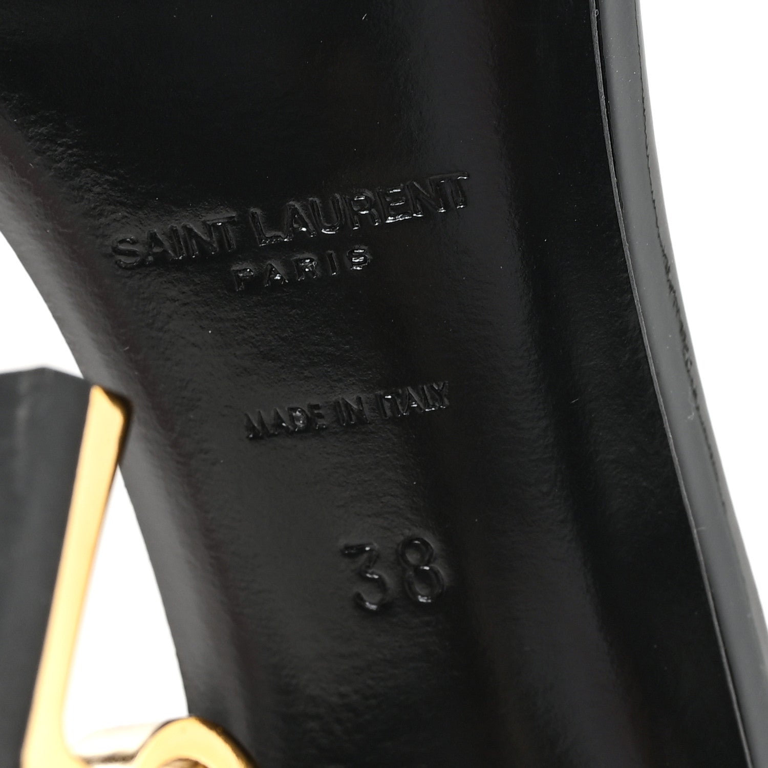 Patent Calfskin Opyum 110 Sandals 38 Black Gold