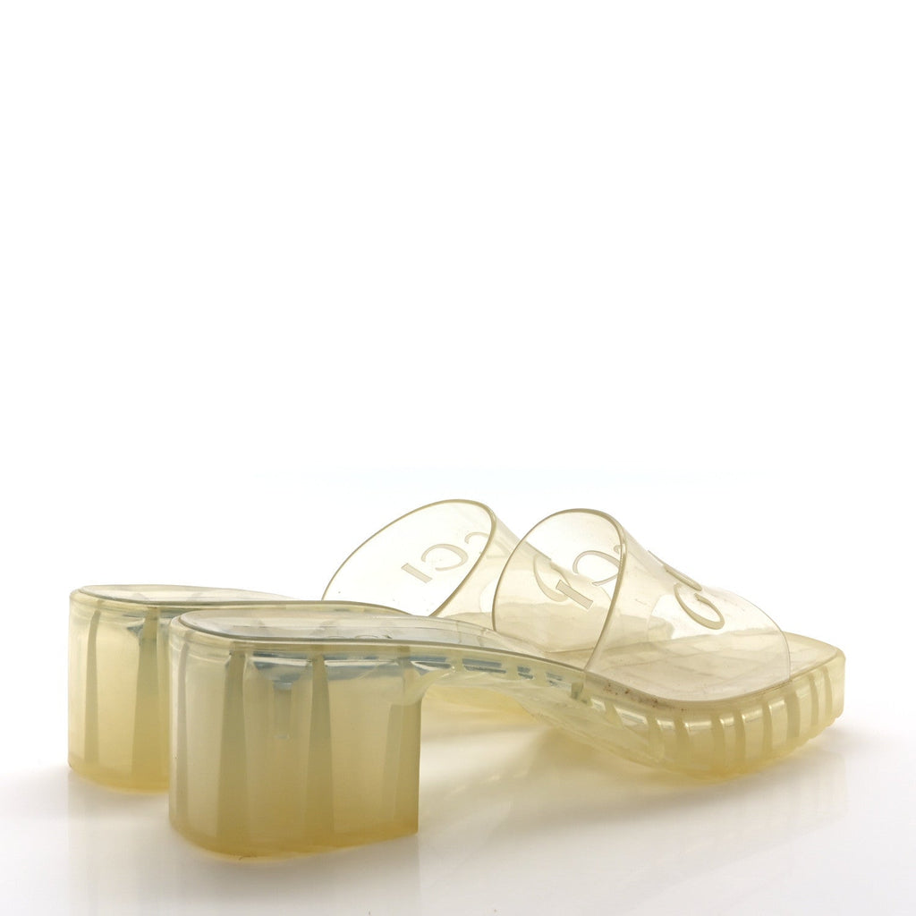 Rubber Gucci Logo Womens Platform 20/60mm Slide Sandals 39 Transparent