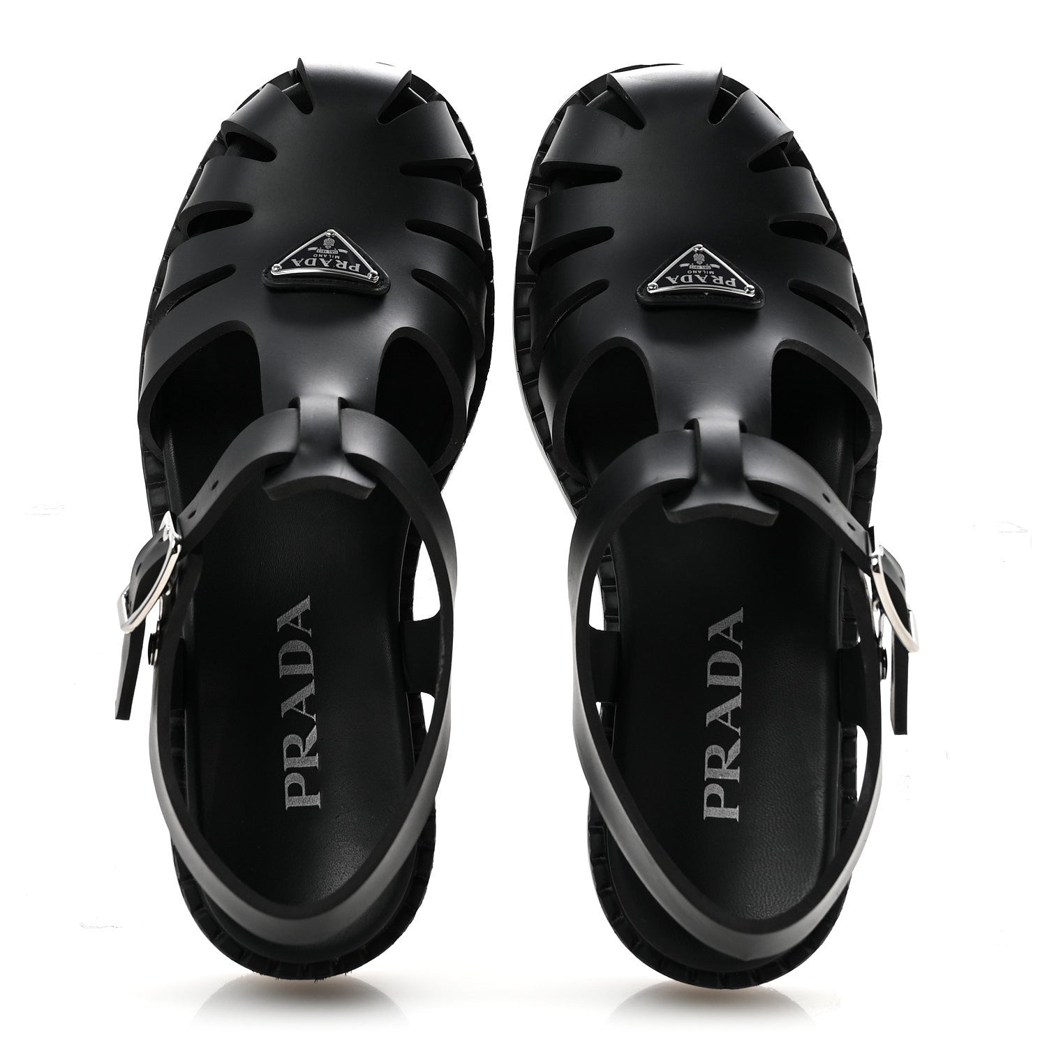 Foam Rubber Metal Triangle Logo 50mm Cage Sandals 39 Black