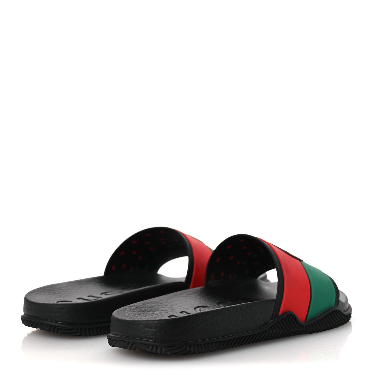 Rubber Web Womens Interlocking G Slide Sandals 33 Black Green Red