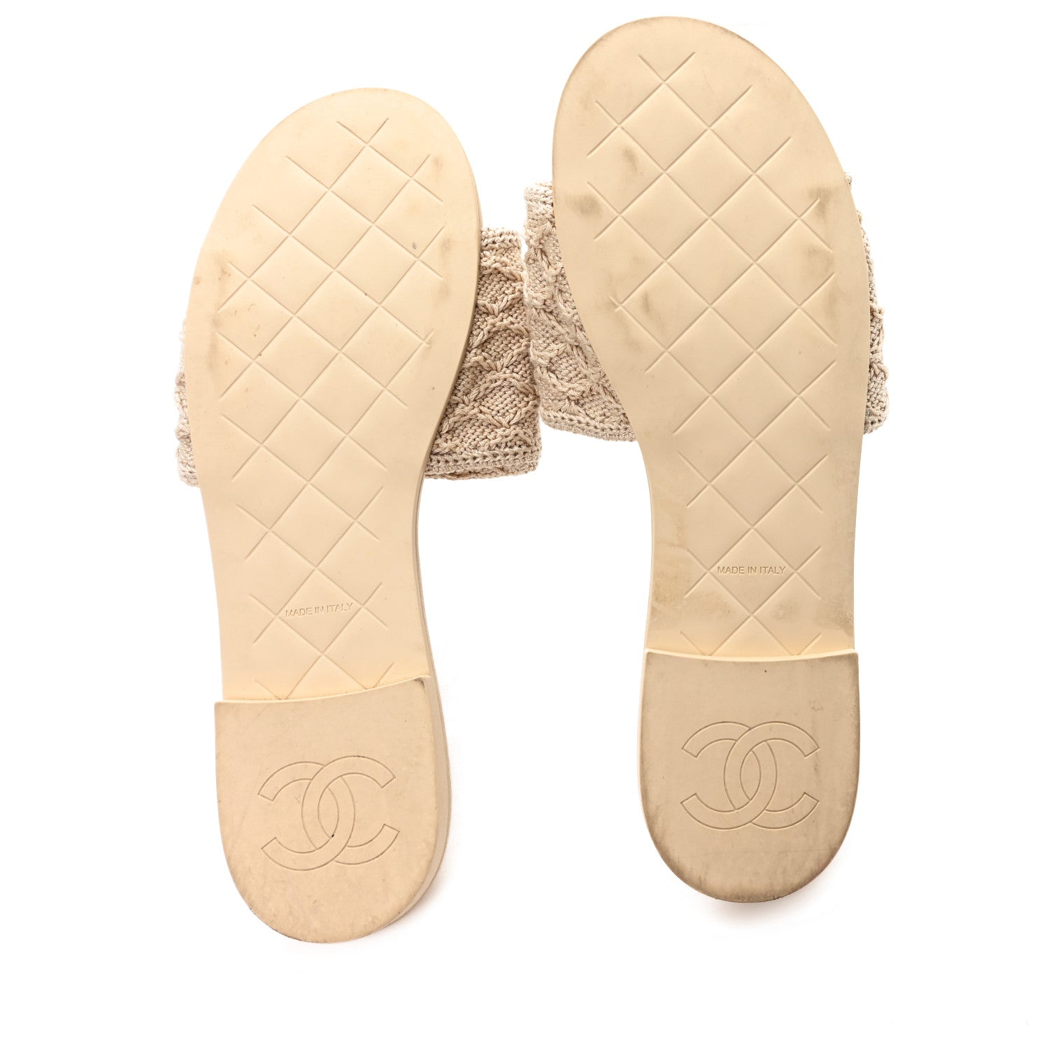 Crochet CC Mules Sandals 38.5 Beige