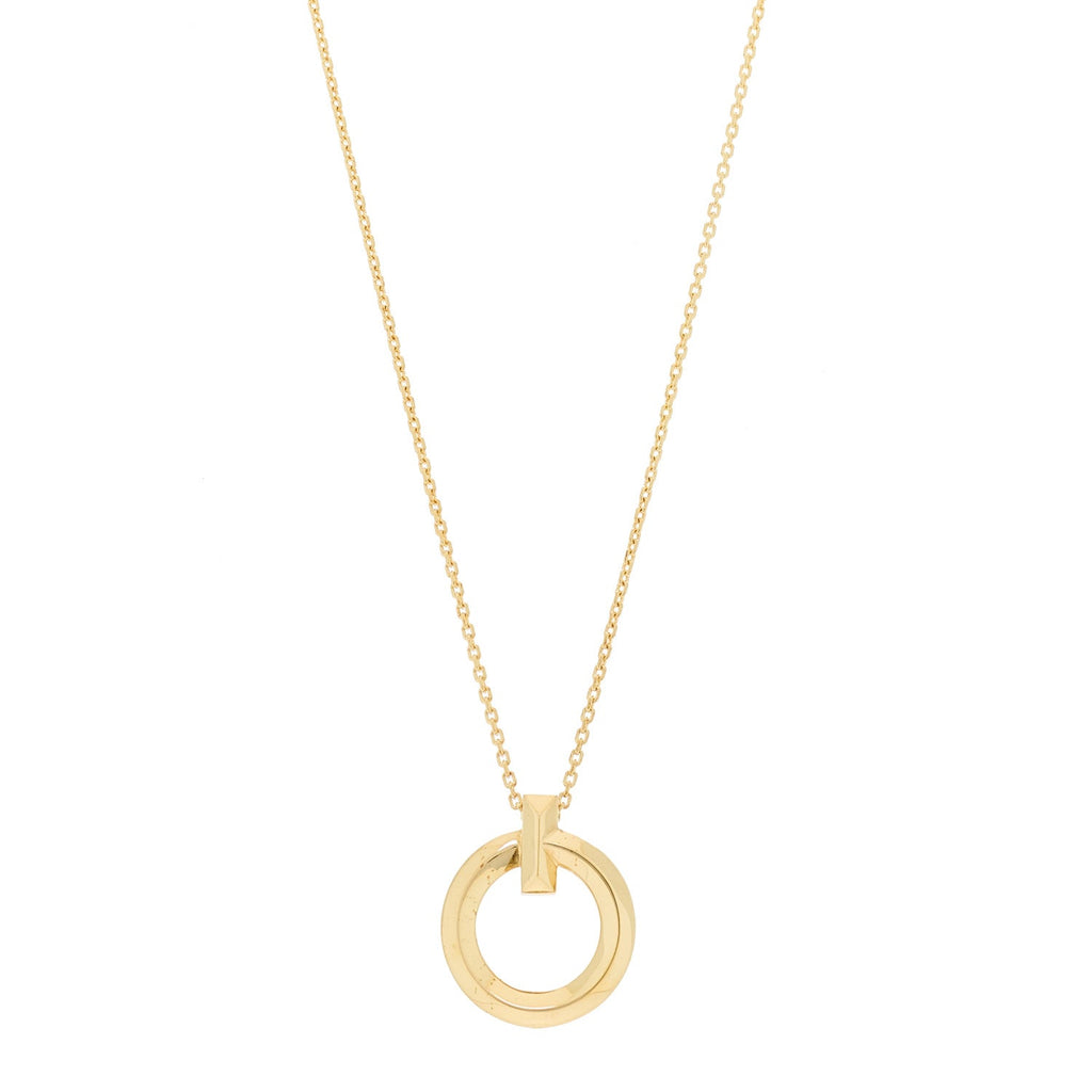 18K Yellow Gold T T1 Circle Pendant Necklace