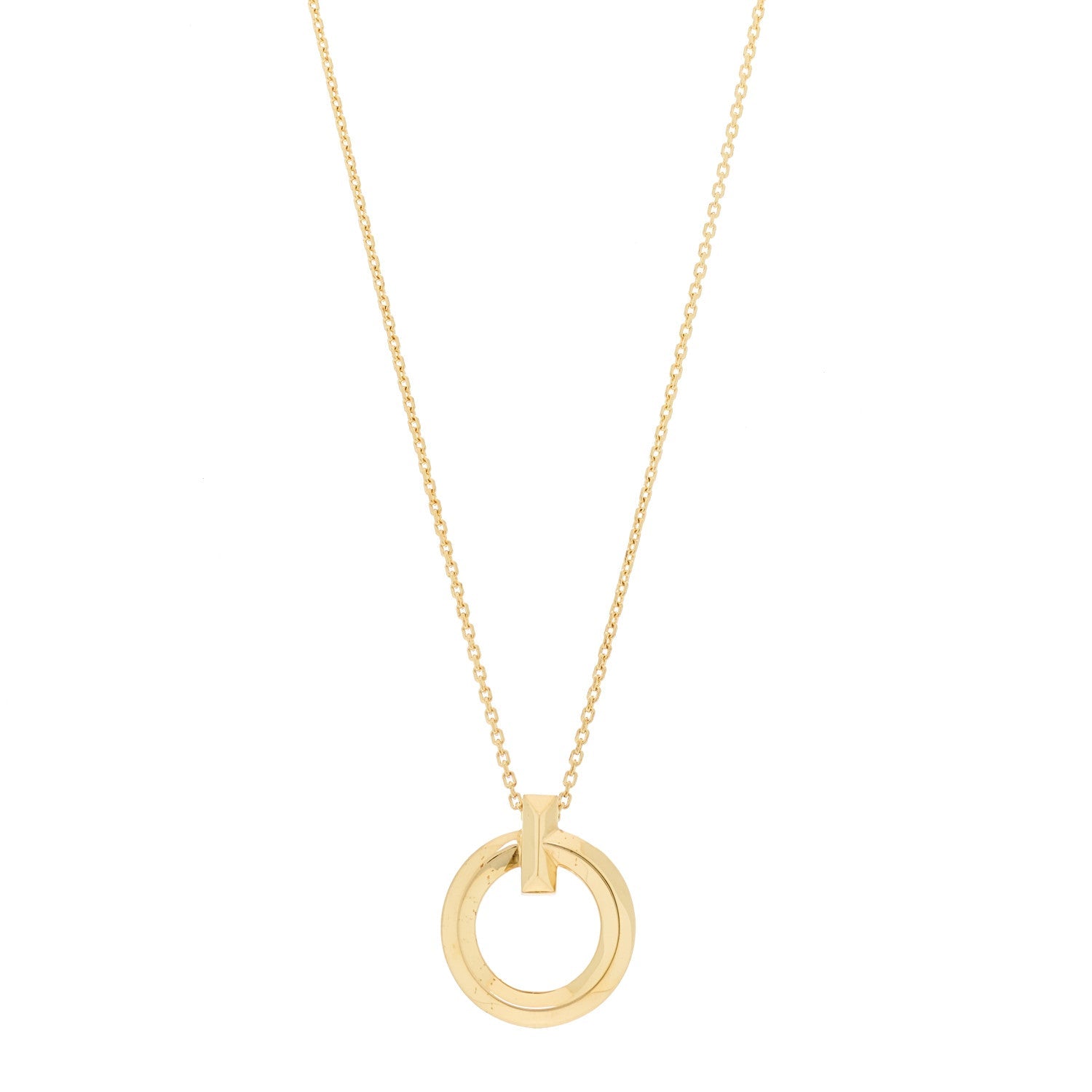 18K Yellow Gold T T1 Circle Pendant Necklace
