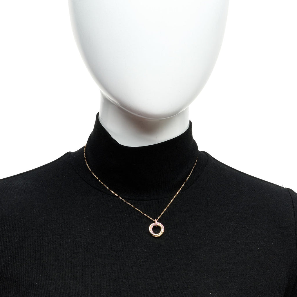 18K Pink Gold Pink Sapphire Trinity Pendant Necklace