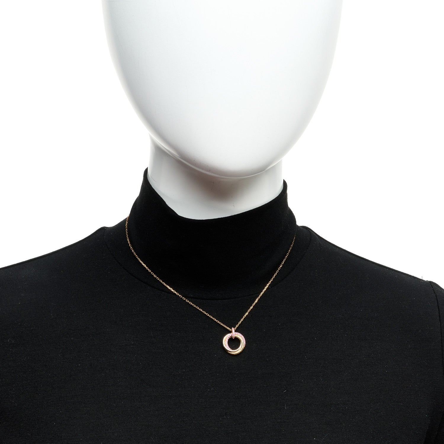 18K Pink Gold Pink Sapphire Trinity Pendant Necklace
