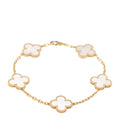 18K Yellow Gold Mother of Pearl 5 Motifs Vintage Alhambra Bracelet