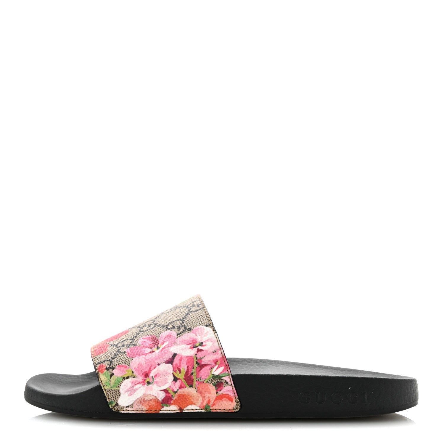 GG Supreme Monogram Blooms Slide Sandals 37 Beige Multicolor