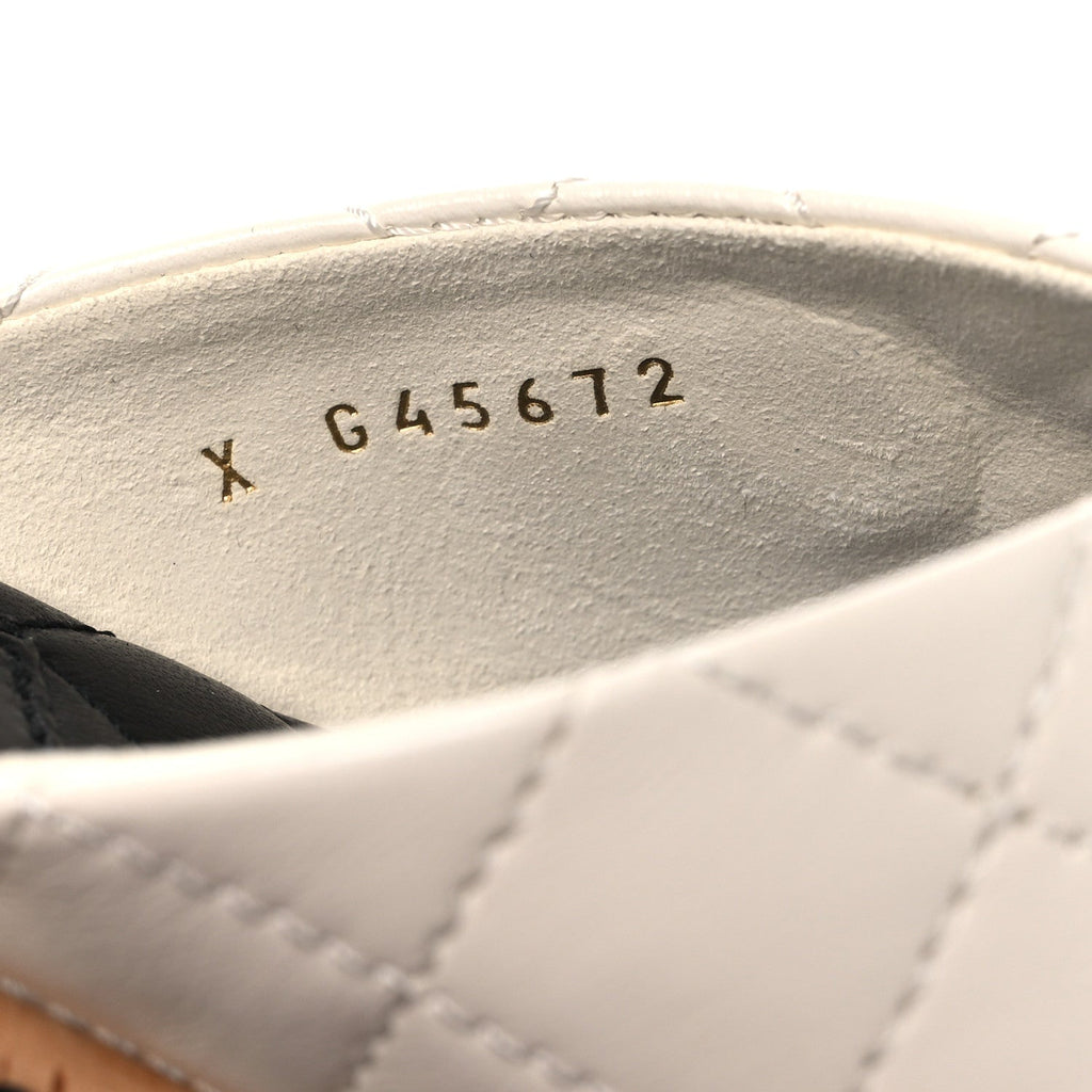 Lambskin Quilted Chain CC Sandals 37.5 White