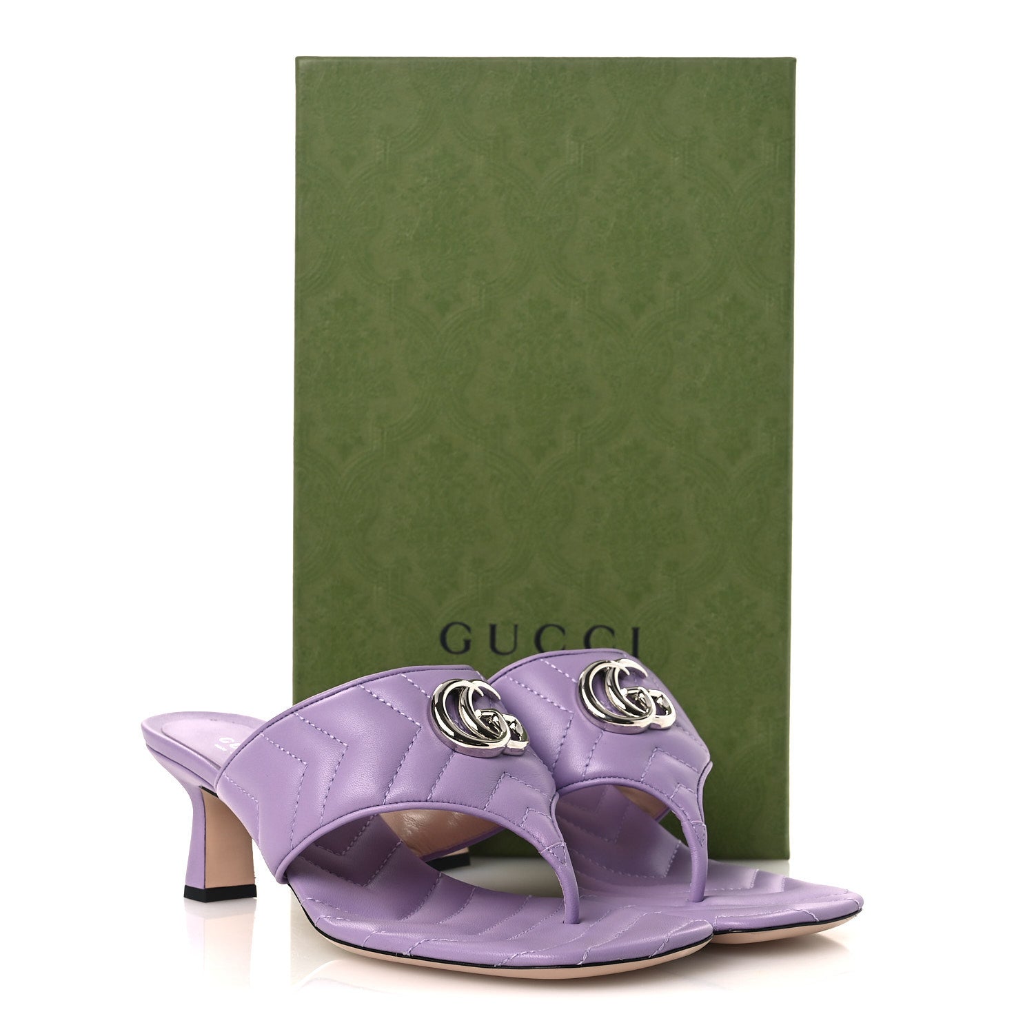 Nappa Charlotte GG Marmont 55mm Thong Sandals 38 Pale Lavander