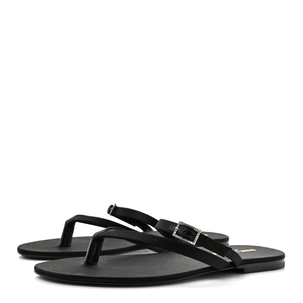 Crepe Satin Laszlo Sandals 39.5 Black
