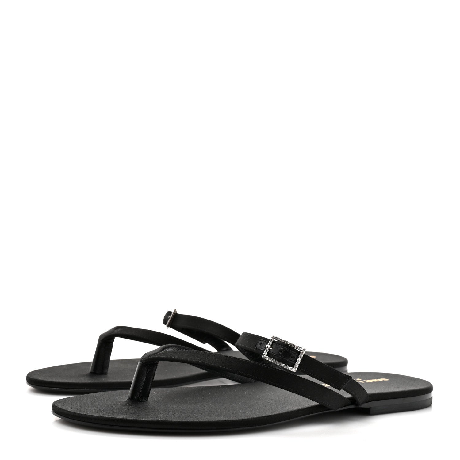 Crepe Satin Laszlo Sandals 39.5 Black