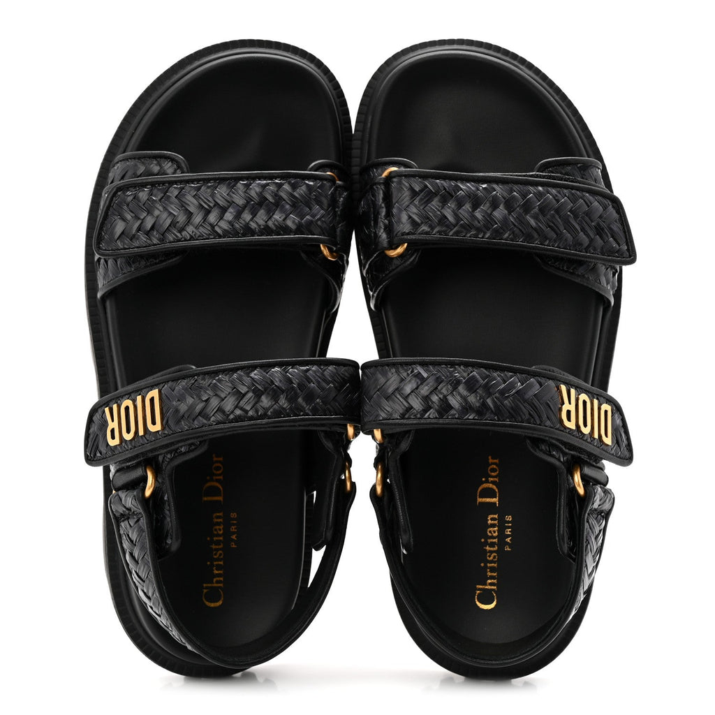 Woven Raffia Jute Dioract 10mm Sandals 38 Black