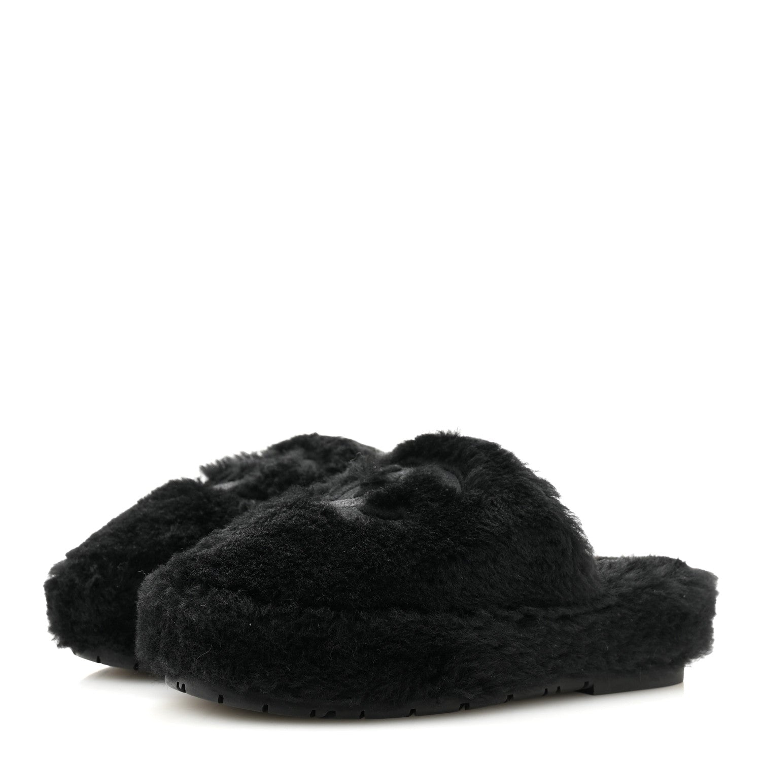 Shearling CC Flat Mules 35 Black