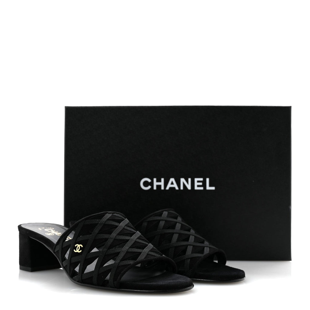 Suede Kidskin Grosgrain Sandals 39 Black